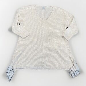 American Rag Tunic Sweater Top Womens L Cream Coastal Grandmother Resortwear